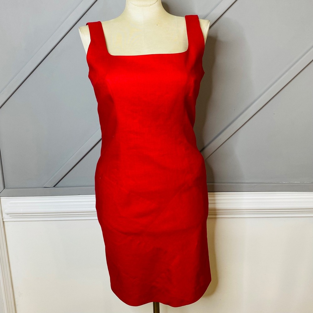 Vintage Gillian 1980s Linen Red Shift Dress Women's Size 10